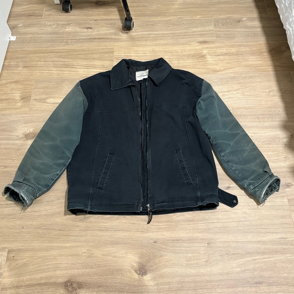 Men's Black and Green Jacket - Vintage